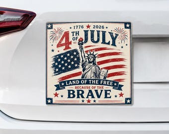 4th of July Statue of Liberty Car Magnets | Land of the Free Patriotic Magnet Vintage USA Independence