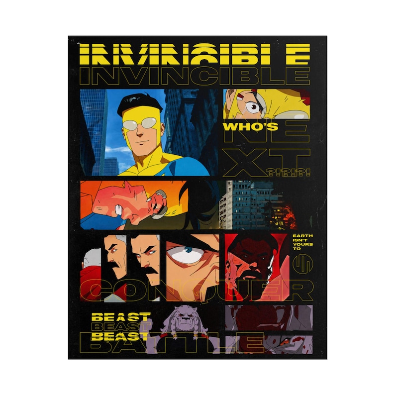 Think Mark Frame Invincible Invincible Think Mark Conquest Battle Poster Anime Room Wall Decor 8x10 ...