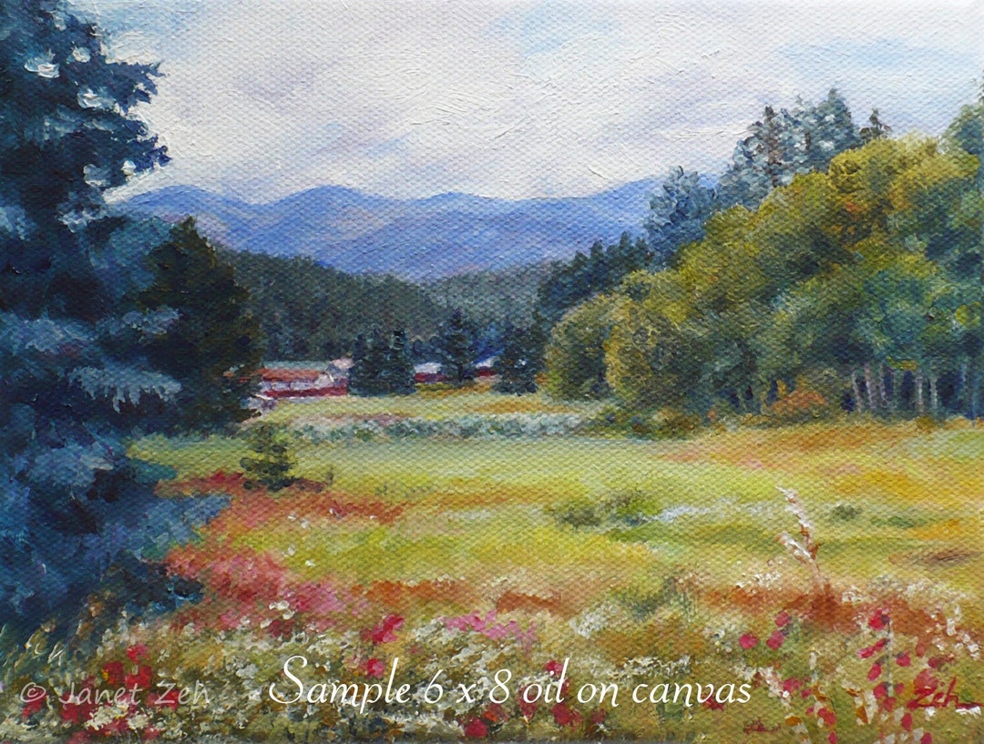 Small Custom Oil on Canvas Landscape Painting From Photo Nature Trees ...