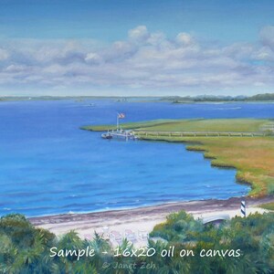 Custom beach painting from photo watercolor or oil art commission original tropical beach wall art coastal artwork by Janet Zeh image 3