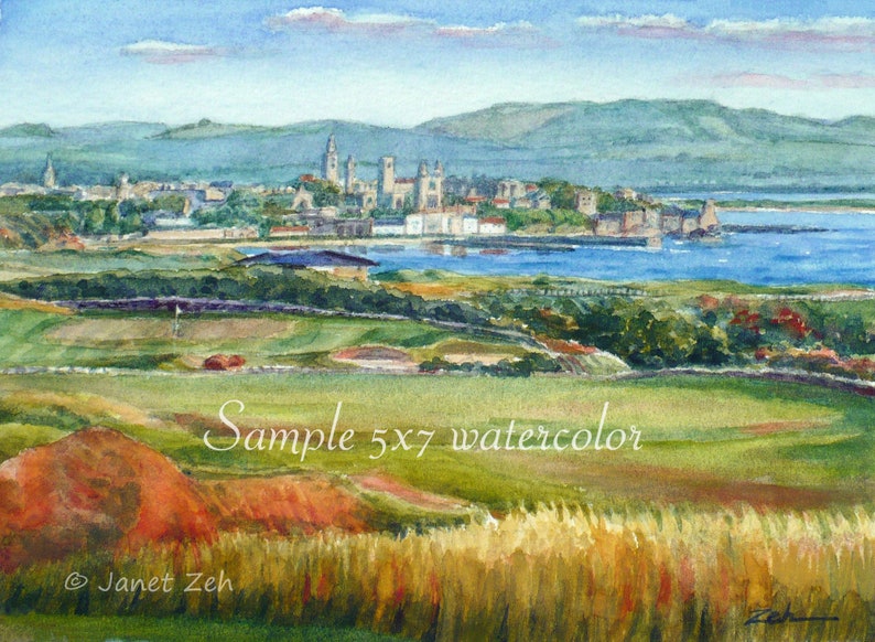 Custom commission watercolor landscape mountain lake river painting from photo wedding birthday anniversary nature art gift by Janet Zeh image 6
