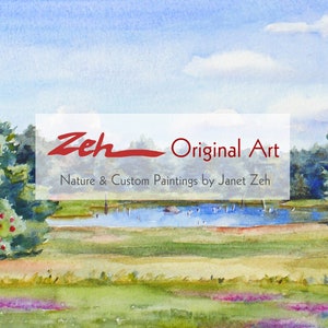 Custom commission watercolor landscape mountain lake river painting from photo wedding birthday anniversary nature art gift by Janet Zeh image 10