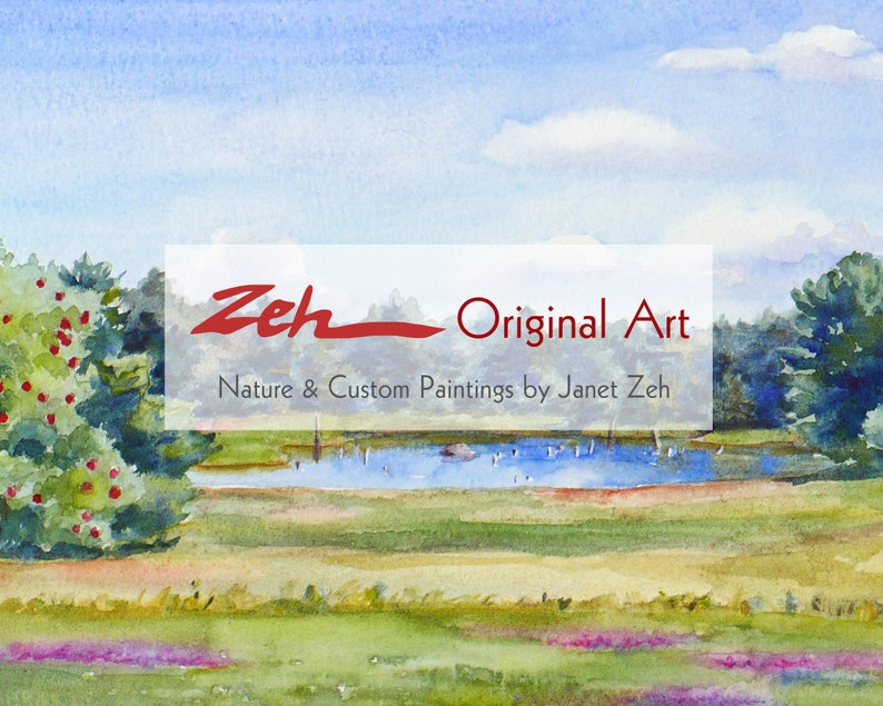 Custom commission watercolor landscape mountain lake river painting from photo wedding birthday anniversary nature art gift by Janet Zeh image 10