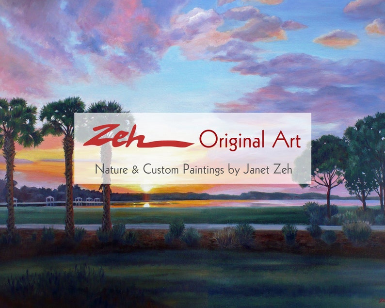 Large custom sunset sunrise canvas oil painting from photo Original landscape seascape beach wall art Nature commission artist Janet Zeh image 10