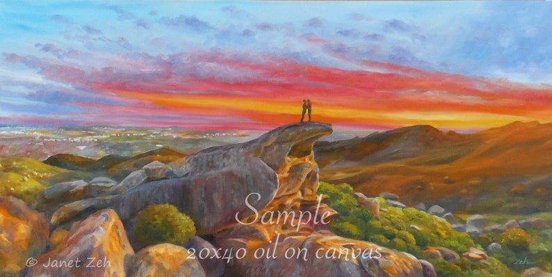 Large custom sunset sunrise canvas oil painting from photo Original landscape seascape beach wall art Nature commission artist Janet Zeh image 3