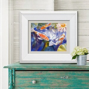 Koi Fish Art Koi Pond Watercolor Print Wall Decor by Janet Zeh Home ...
