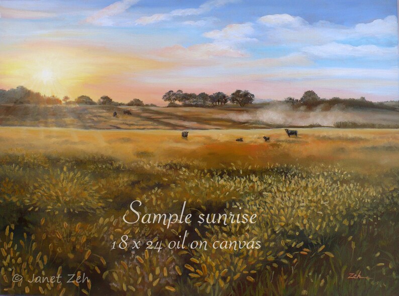 Large custom sunset sunrise canvas oil painting from photo Original landscape seascape beach wall art Nature commission artist Janet Zeh image 4