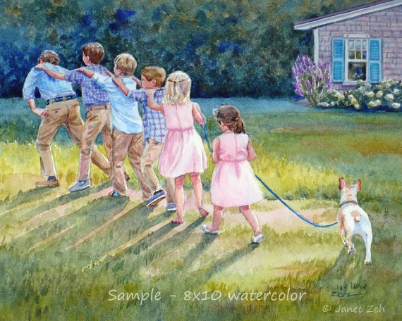 Several small children painting a picture together