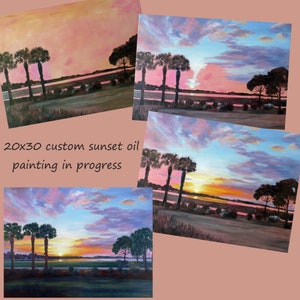 Large custom sunset sunrise canvas oil painting from photo Original landscape seascape beach wall art Nature commission artist Janet Zeh image 8