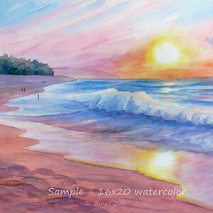 Custom beach painting from photo watercolor or oil art commission original tropical beach wall art coastal artwork by Janet Zeh image 5