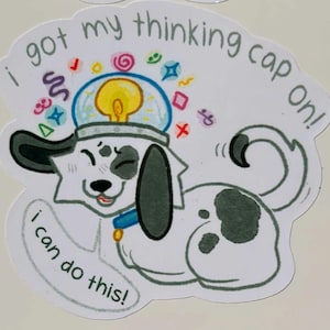 ¡Estoy pensando! Pegatina de cachorro peludo