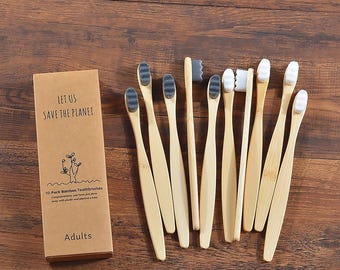 10-Pack Bamboo Toothbrushes: Ultra Soft Nano Bristles, Eco Friendly Oral Care