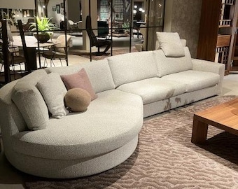 Modern Modular Sofa | Inspired by Designer Living Room Furniture | Premium Fabric Upholstery | Adjustable Headrests & Reversible Cushions