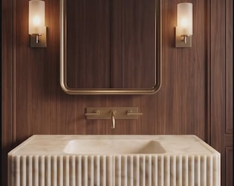 Lavabo in marmo Calacatta Gold / Mobile bagno in marmo / Lavabo a parete / Lavabo in marmo su misura / Lavabo da bagno in pietra naturale