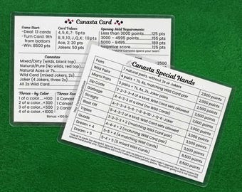 Large Print Canasta Card | Rules, Scoring, Special Hands (Laminated)