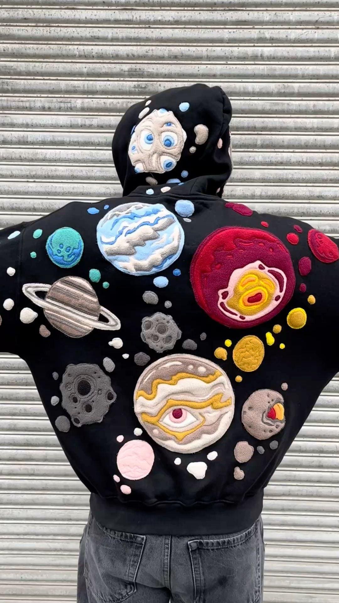 Galaxy Embroidered Hoodie – Oversized Space Planet Pullover, Cosmic ...