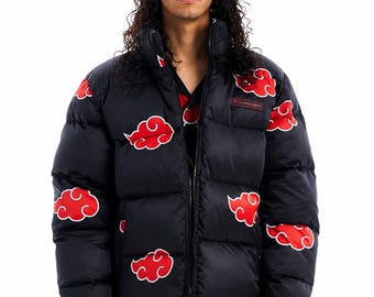 Zwart Akatsuki Cloud-donsjack | Op anime geïnspireerde winterjas