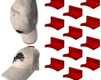 Hat Hooks Wall Mount — No Drill 3M Adhesive — Dual Display — 9 Colors — 3D Printed Hat Holder — 12 or 24 Pack