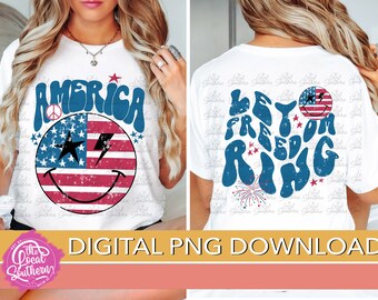Retro America Smiley Face PNG: Groovy Let Freedom Ring (Digital File)