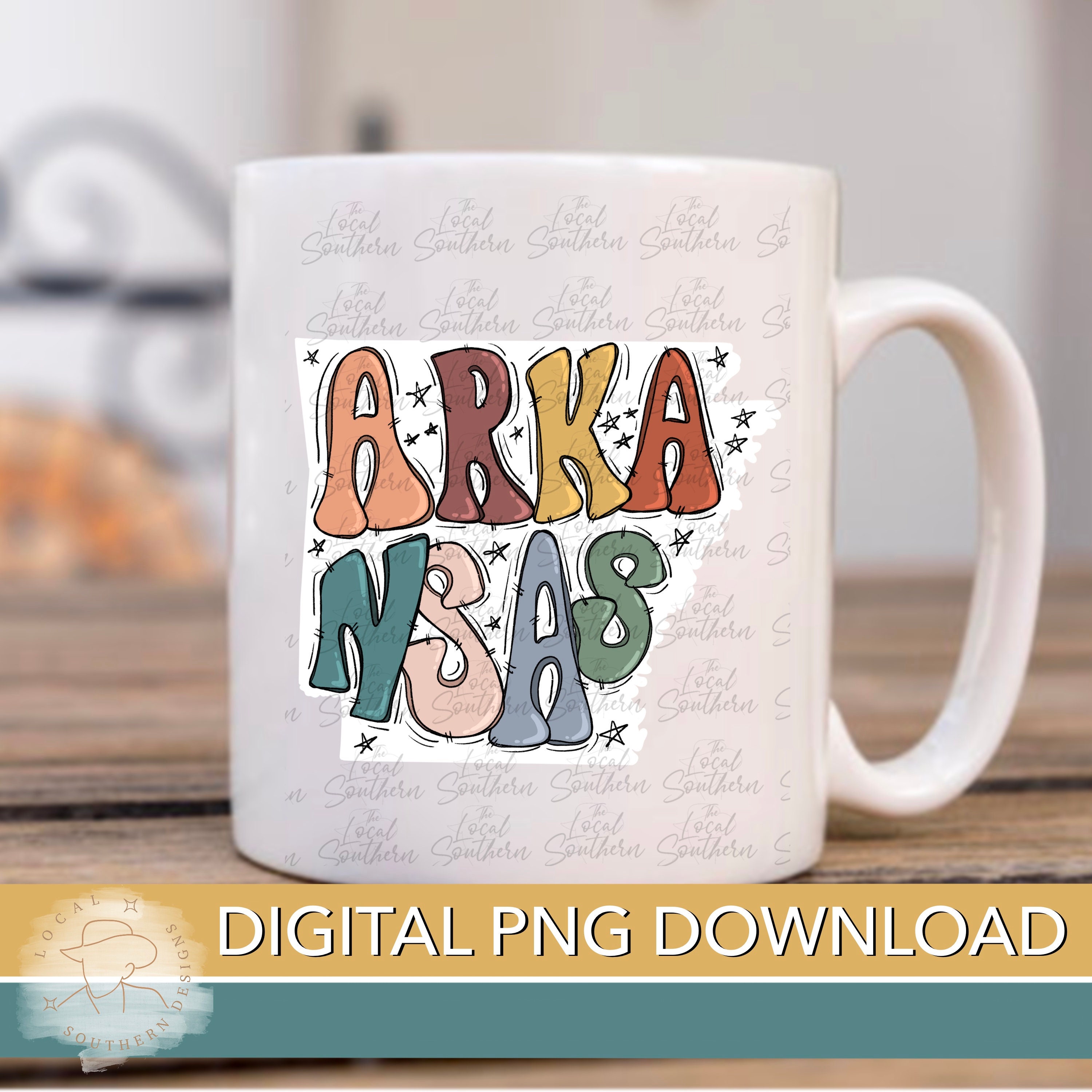 Arkanas Lettering DIGITAL Hand Drawn Lettering Retro State of Arkansas PNG FILE - Etsy