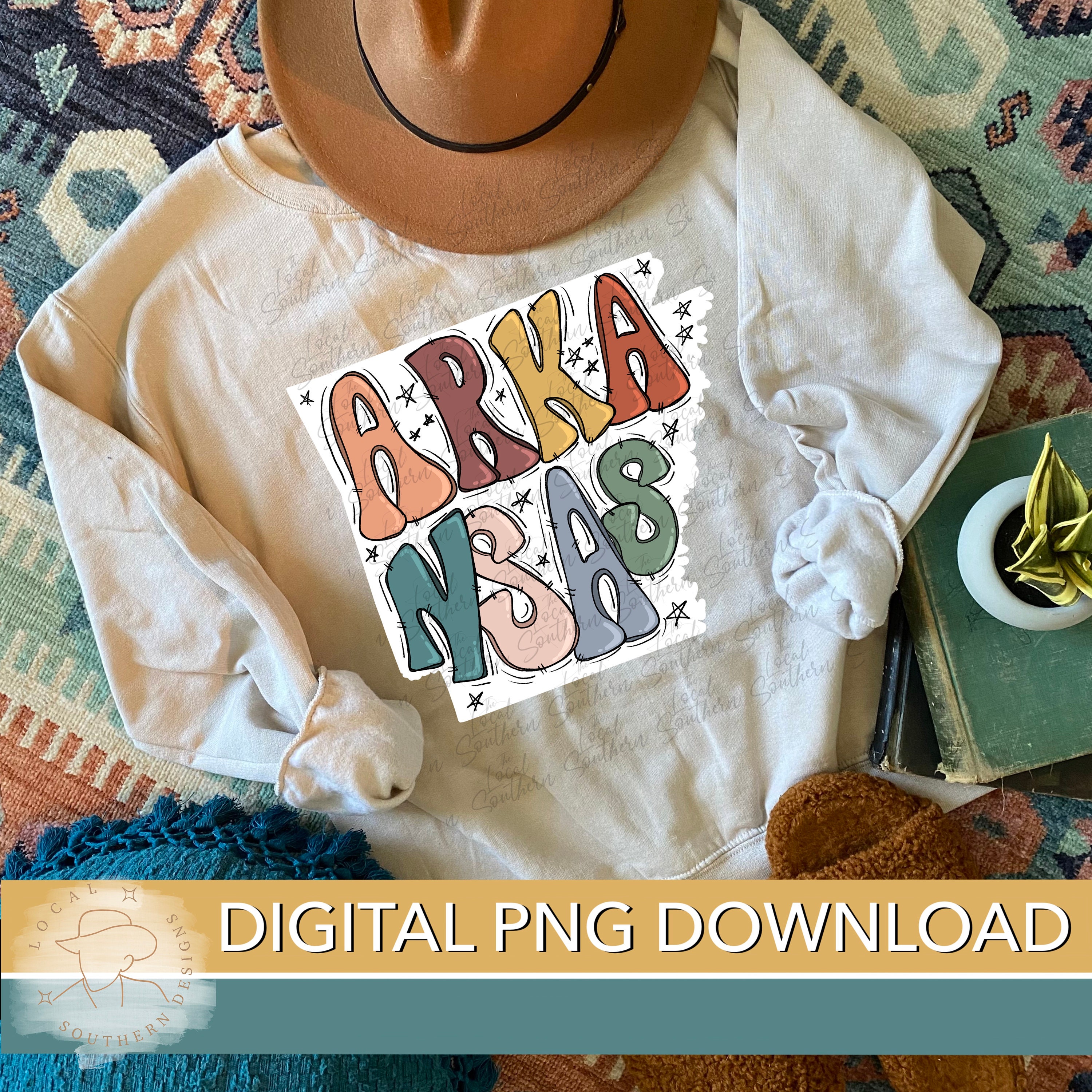 Arkanas Lettering DIGITAL Hand Drawn Lettering Retro State of Arkansas PNG FILE - Etsy