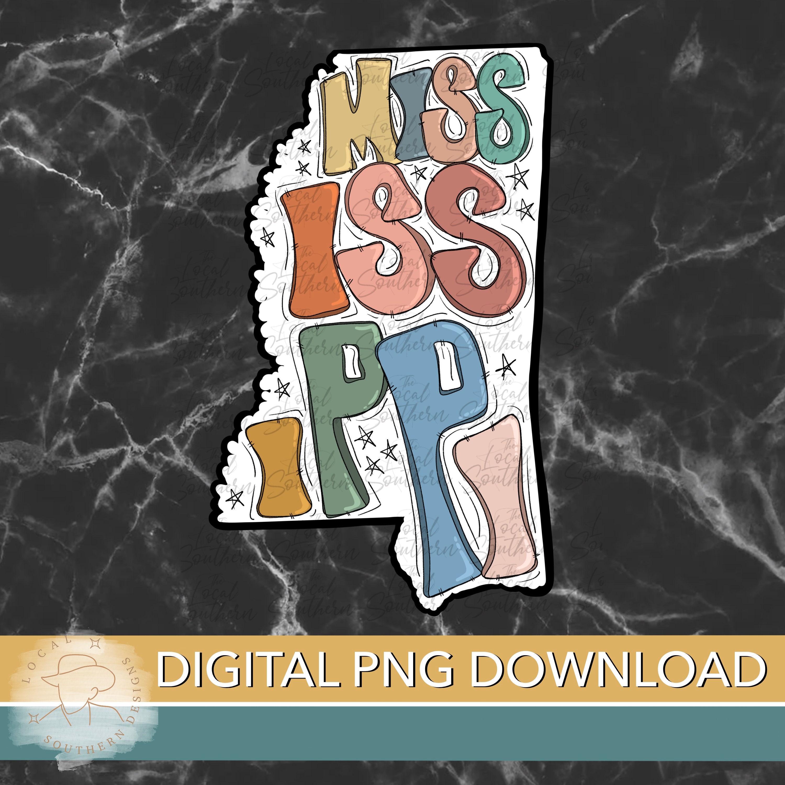 DIGITAL Hand Drawn Lettering Retro State of Mississippi PNG FILE - Etsy