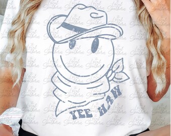 Smiley Face Cowboy PNG: Yee Haw Design (Digital Download)