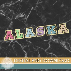DIGITALE Varsity Letters Alaska Cotton Candy Pastelkleuren met Glitter Style Outline PNG-BESTAND