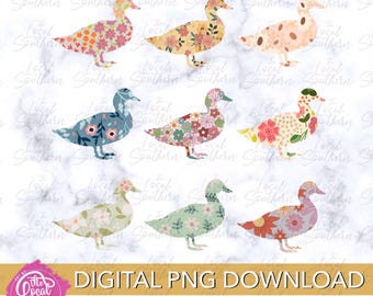 DIGITAL Duck Flower Quilt Inspired Design // Barn Animal// Farm // Livestock PNG File