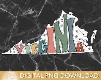 DIGITAL Hand Drawn Lettering Retro State of Virginia  PNG FILE
