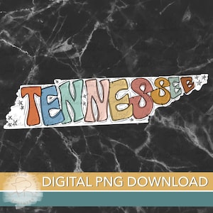 DIGITAL Hand Drawn Lettering Retro State of Tennessee  PNG FILE