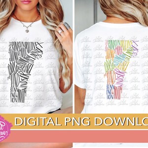 DIGITAL State of Vermont Colorful Counties Hand Lettering / Color and Black & White 4 PNG FILES