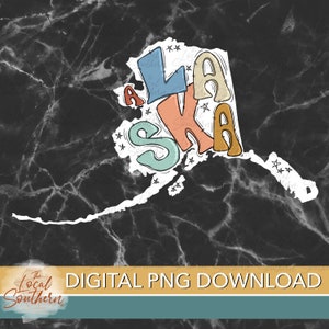 DIGITAL Hand Drawn Lettering Retro State of Alaska  PNG FILE