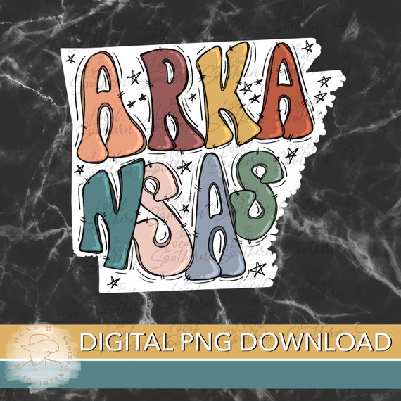 Arkanas Lettering DIGITAL Hand Drawn Lettering Retro State of Arkansas PNG FILE - Etsy