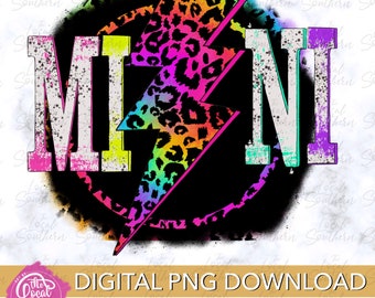 DIGITAL Mini with Lightning Bolt Neon Tie-Dye Animal Print Rock N Roll PNG FILE