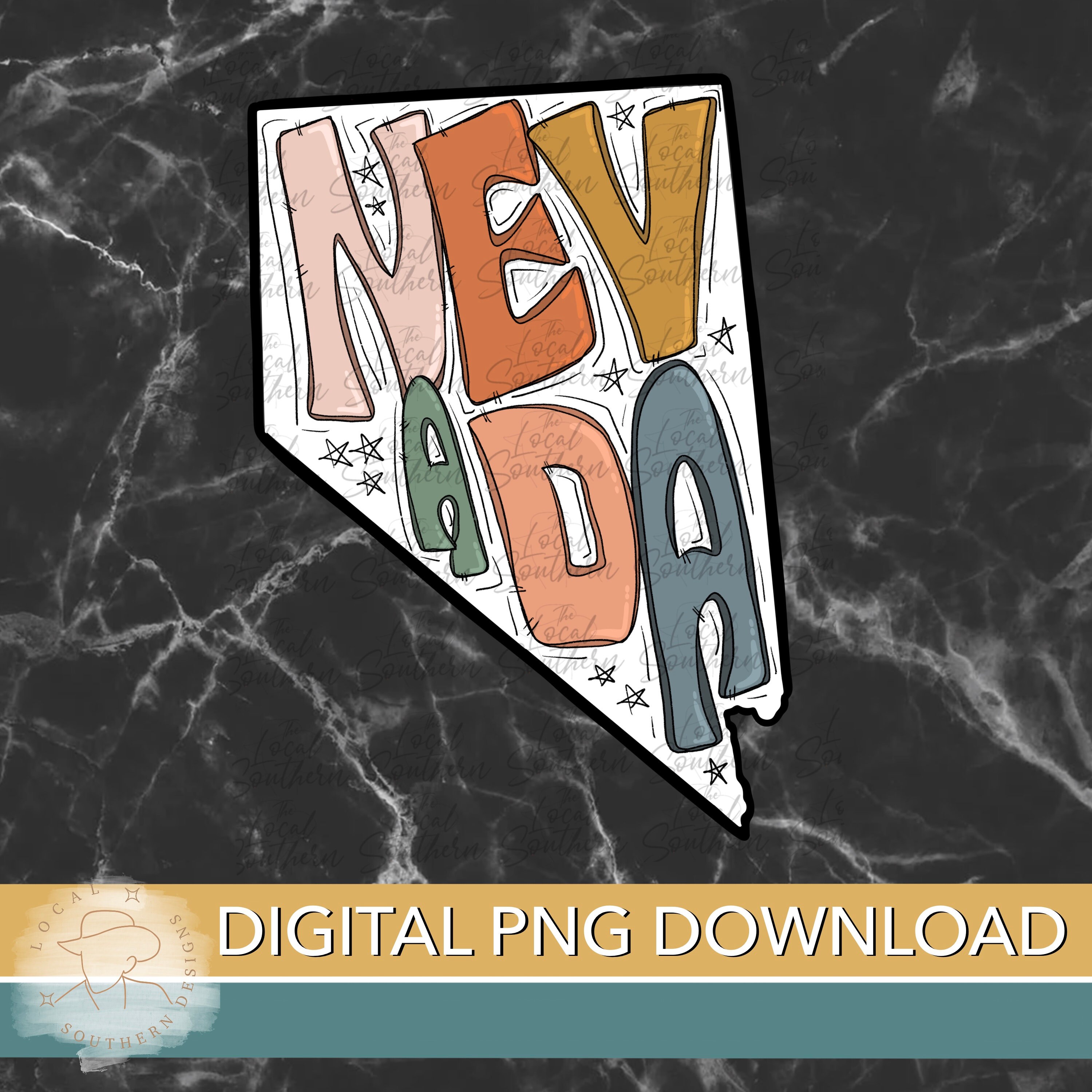DIGITAL Hand Drawn Lettering Retro State of Nevada PNG FILE - Etsy