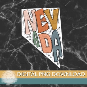 DIGITALE handgetekende belettering Retro State of Nevada PNG-BESTAND