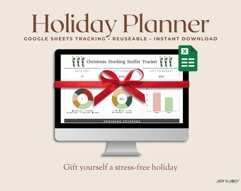 PLR Christmas Planner | Holiday Tracker Spreadsheet | Digital Product | Google Sheets | Gift Tracking | Meal Planner | Events Calendar