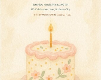 Floral Birthday Cake — Watercolor Celebration