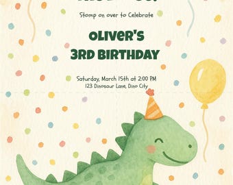 Dinosaur Birthday Party — playful watercolor celebration