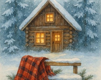 Snowy Cabin Christmas Card