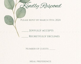 Eucalyptus Botanical RSVP — elegant watercolor leaves