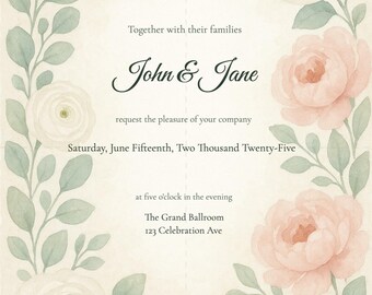 Soft Watercolor Roses Wedding