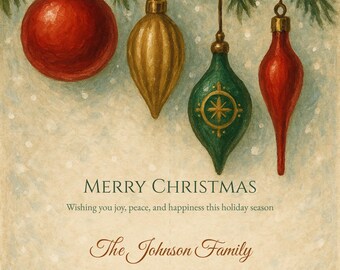 Vintage Ornaments — elegant Christmas card