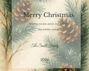 Watercolor Pine & Pinecone — elegant botanical christmas
