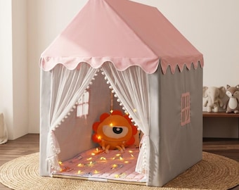 Tienda de juegos Montessori para niños, color rosa, casita de juegos interior, rincón de lectura para niños pequeños, regalo