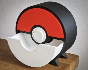 Pokémon-inspirierte Aufbewahrungsbox für Pokébälle | Schreibtisch-Organizer im Anime-Stil | 3D-gedruckte Pokéball-Schubladenbox | Deko fürs Gaming-Zimmer