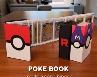 Pokémon-Sammelalbum | Toploader-Album mit 6 oder 12 Fächern | Aufbewahrungsbuch für Sammelkarten | Poke Rocket Master Design | Geschenk für Sammler