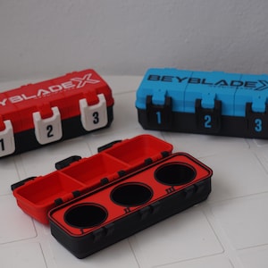 Beyblade 3 Slot Battle Top Organizer Box | Anime Spinning Top Holder | 3D Printed Gamer Storage image 3