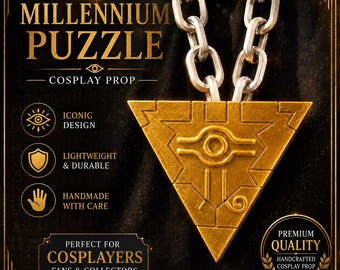 Yu-Gi-Oh! Millennium Puzzle Halskette | 3D-gedruckter Anime-Anhänger | Goldene Pyramide Cosplay-Accessoire | Schmuck inspiriert von Duellmonstern